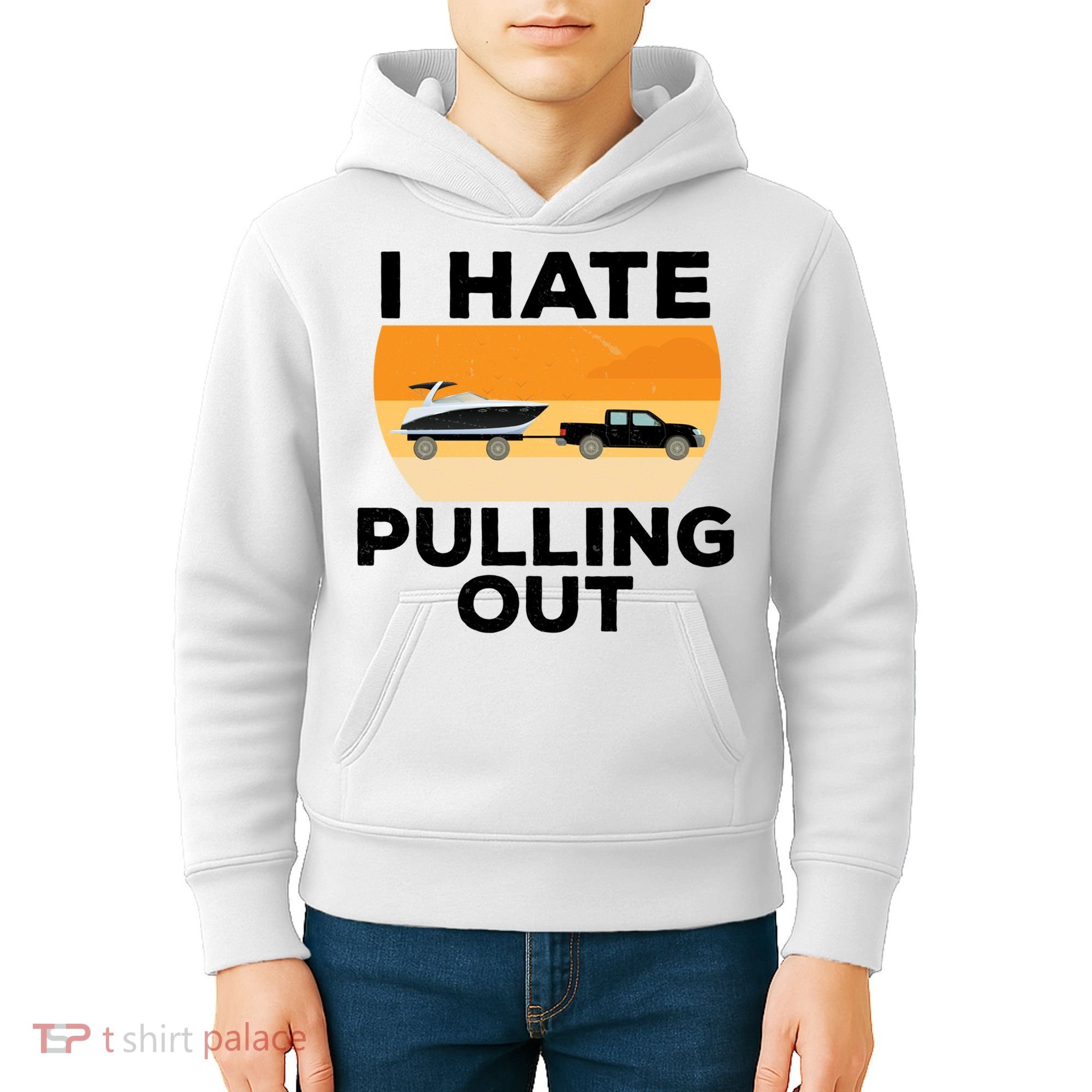 I Hate Pulling Out Boating Funny Retro Boat Captain Gift Kids Hoodie
