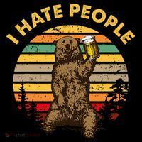 I Hate People Funny Beer Drinking Bear Wilderness Camping Bucket Hat thumb 4