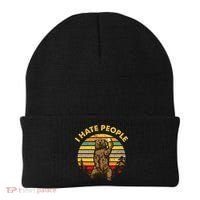 I Hate People Funny Beer Drinking Bear Wilderness Camping Beanie thumb 0