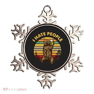 I Hate People Funny Beer Drinking Bear Wilderness Camping Ornament