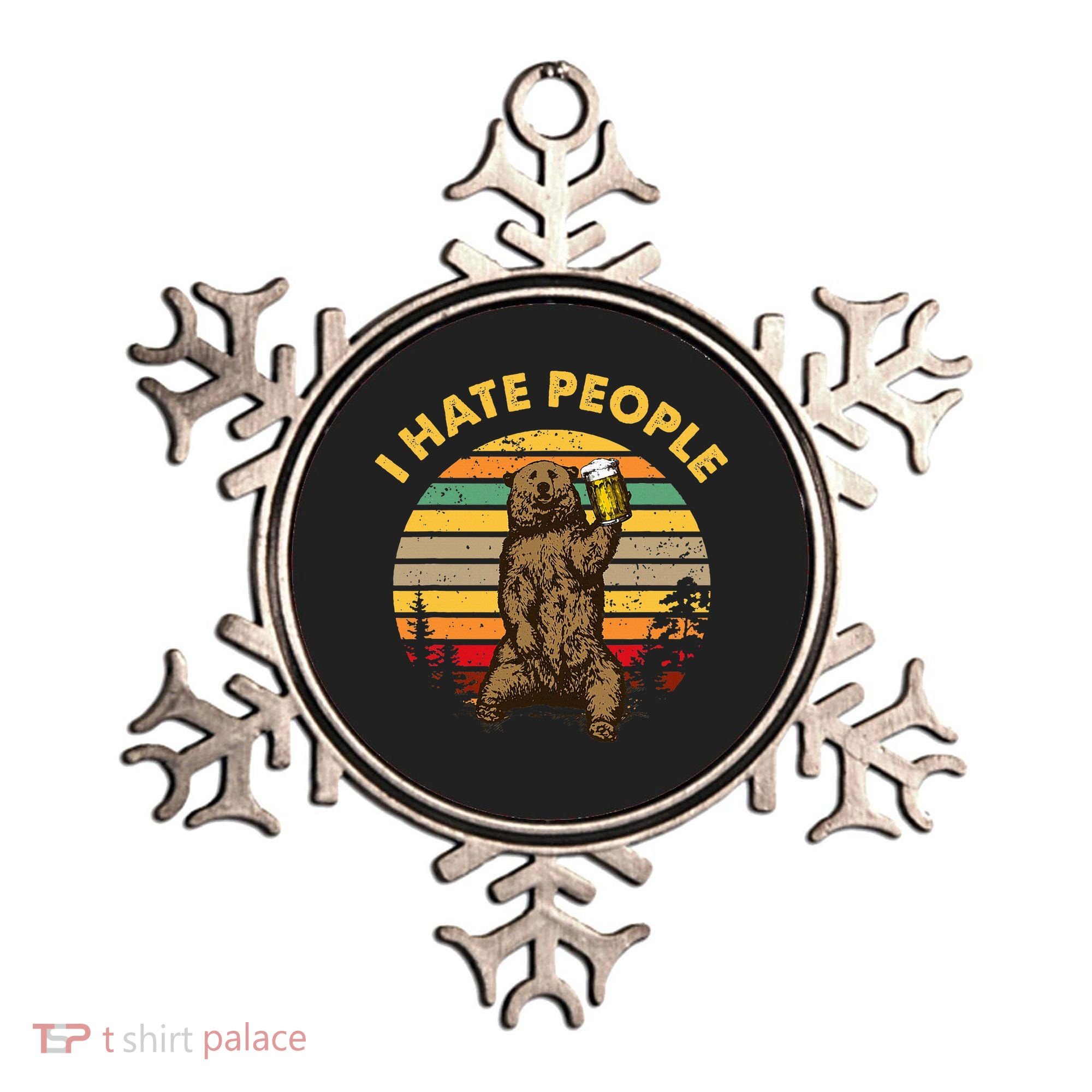 I Hate People Funny Beer Drinking Bear Wilderness Camping Ornament