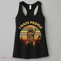 I Hate People Funny Beer Drinking Bear Wilderness Camping Women's Tank Top thumb 3