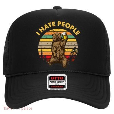 I Hate People Funny Beer Drinking Bear Wilderness Camping Hat