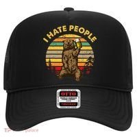 I Hate People Funny Beer Drinking Bear Wilderness Camping Hat thumb 0