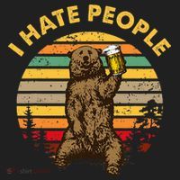 I Hate People Funny Beer Drinking Bear Wilderness Camping Hat thumb 2