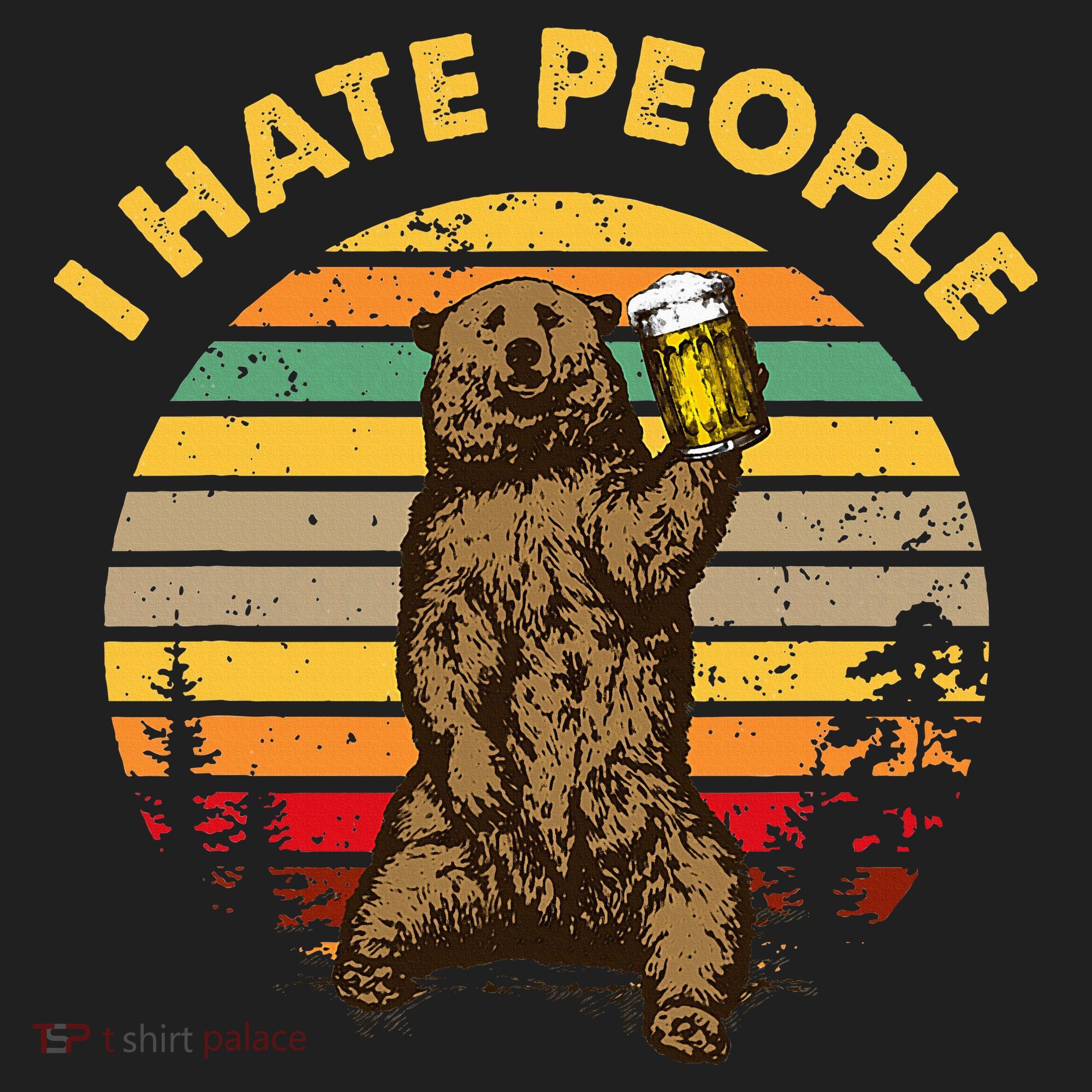 I Hate People Funny Beer Drinking Bear Wilderness Camping Hat