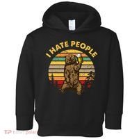 I Hate People Funny Beer Drinking Bear Wilderness Camping Toddler Hoodie thumb 0