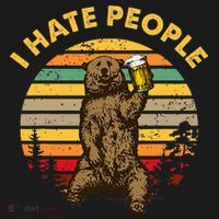 I Hate People Funny Beer Drinking Bear Wilderness Camping Tank Top thumb 6