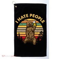 I Hate People Funny Beer Drinking Bear Wilderness Camping Golf Towel thumb 0