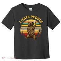 I Hate People Funny Beer Drinking Bear Wilderness Camping Toddler T-Shirt thumb 0