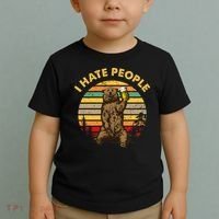 I Hate People Funny Beer Drinking Bear Wilderness Camping Toddler T-Shirt thumb 2