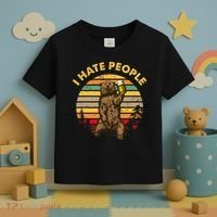 I Hate People Funny Beer Drinking Bear Wilderness Camping Toddler T-Shirt thumb 3
