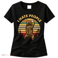 I Hate People Funny Beer Drinking Bear Wilderness Camping Women's T-Shirt thumb 0