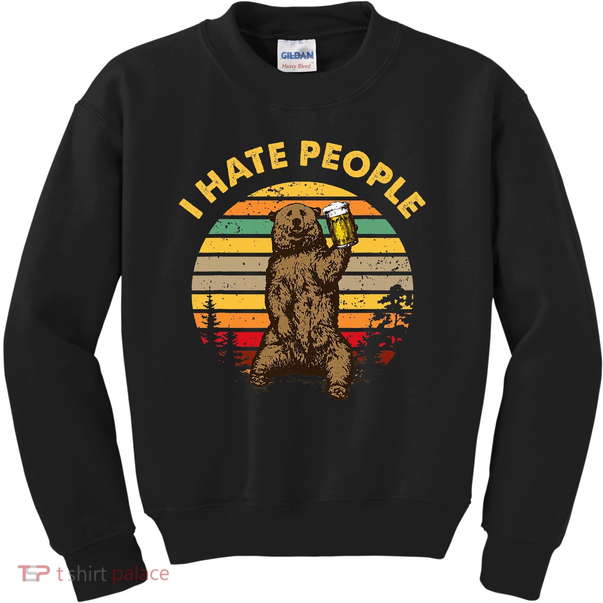 I Hate People Funny Beer Drinking Bear Wilderness Camping Kids Sweatshirt