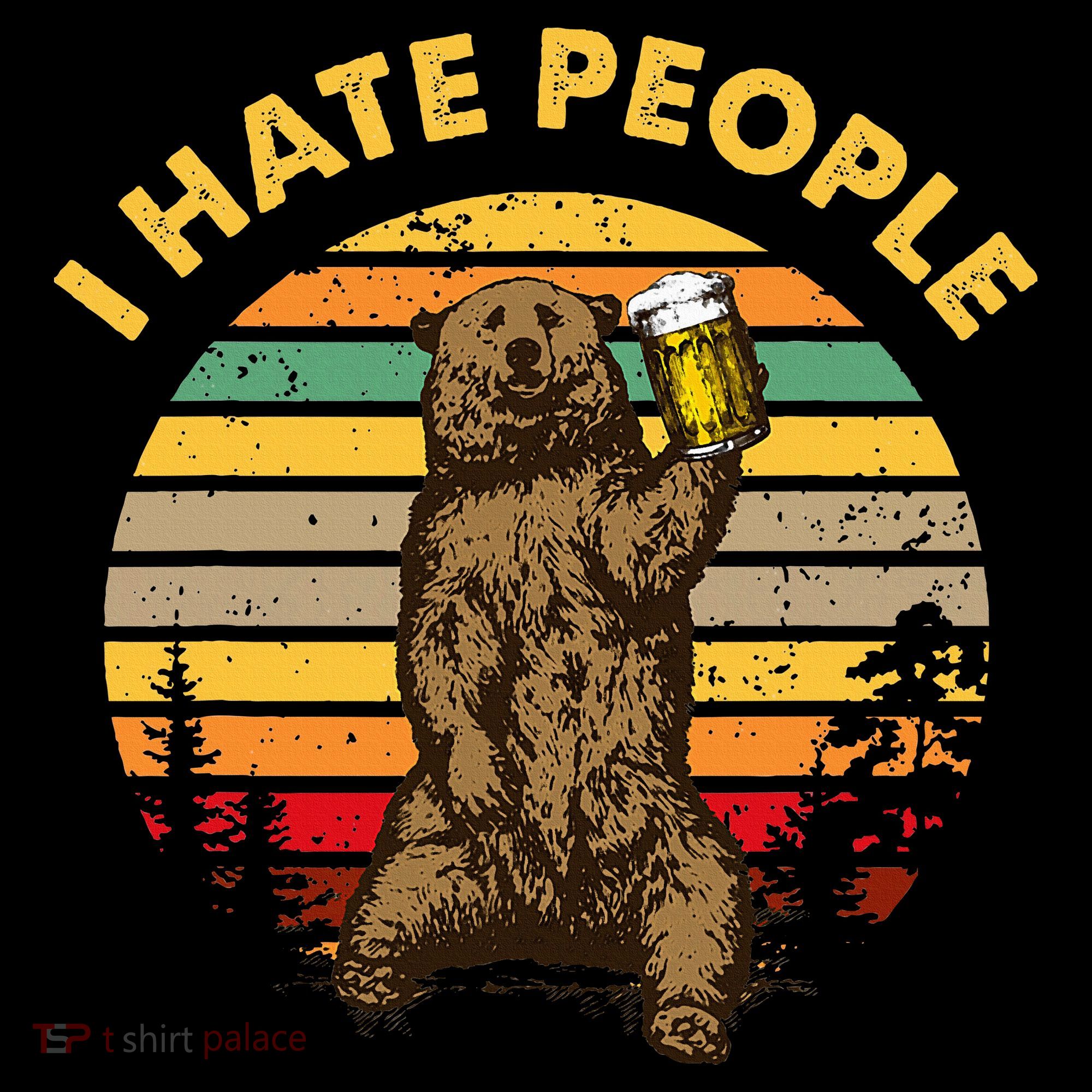 I Hate People Funny Beer Drinking Bear Wilderness Camping Kids Hoodie