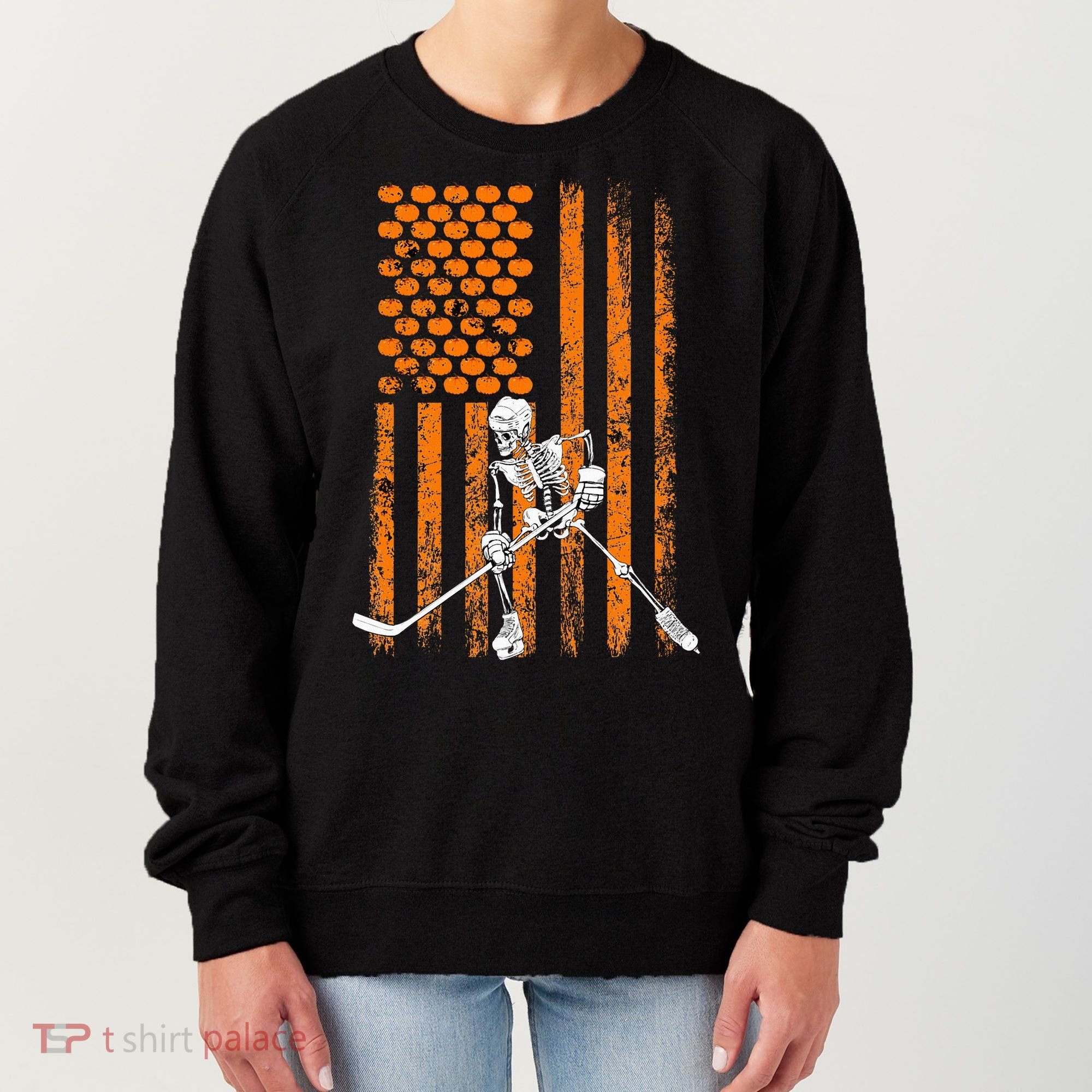 Ice Hockey Player Fan Gift Skeleton Halloween Women's Sweatshirt