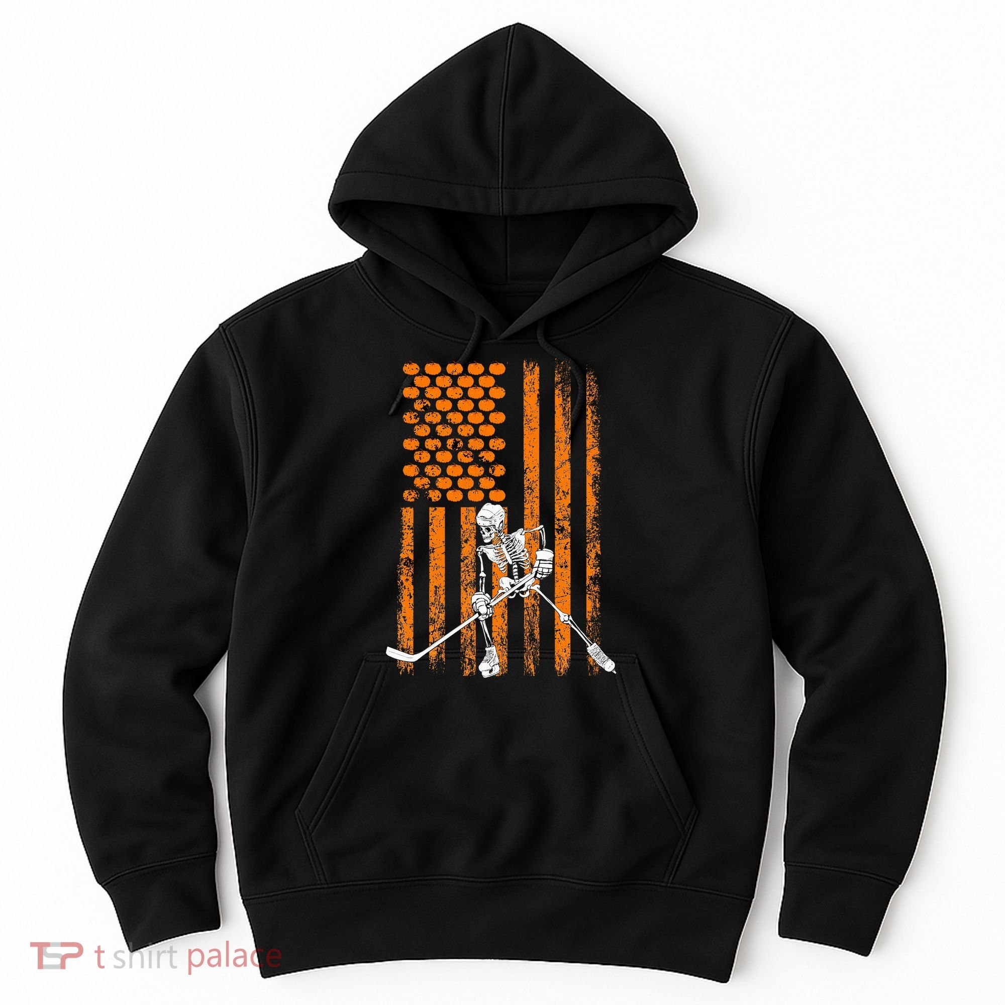 Ice Hockey Player Fan Gift Skeleton Halloween Hoodie