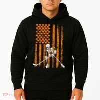 Ice Hockey Player Fan Gift Skeleton Halloween Hoodie thumb 2