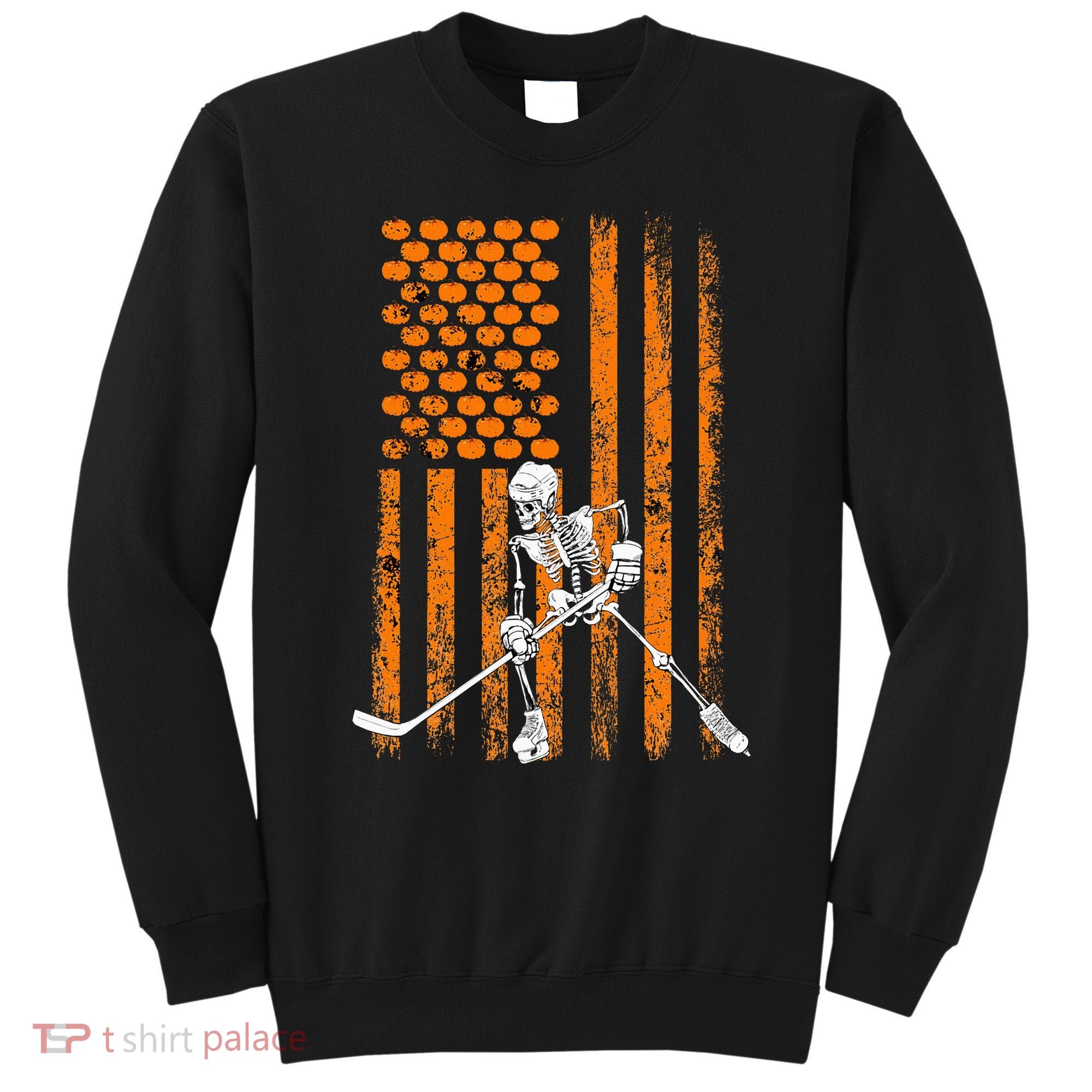 Ice Hockey Player Fan Gift Skeleton Halloween Sweatshirt