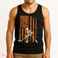 Ice Hockey Player Fan Gift Skeleton Halloween Tank Top thumb 3