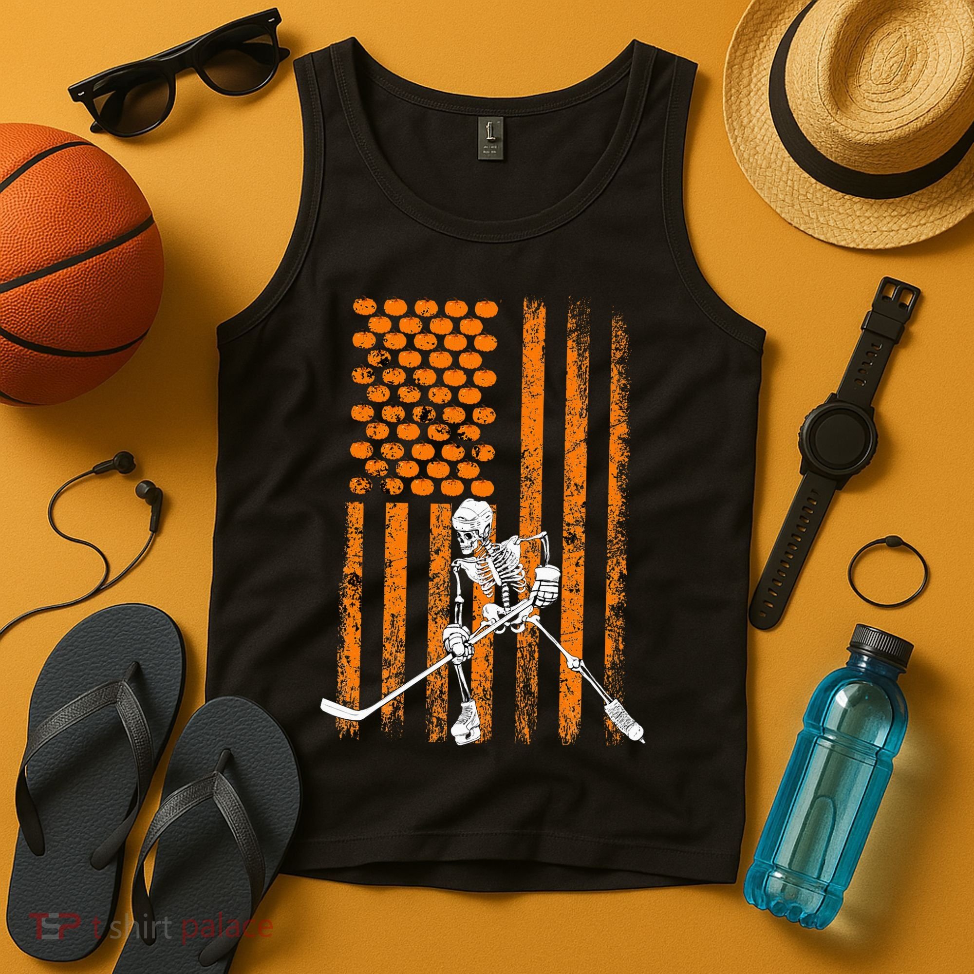 Ice Hockey Player Fan Gift Skeleton Halloween Tank Top