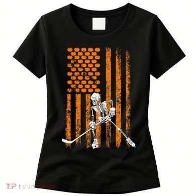 Ice Hockey Player Fan Gift Skeleton Halloween Women's T-Shirt