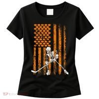 Ice Hockey Player Fan Gift Skeleton Halloween Women's T-Shirt thumb 0