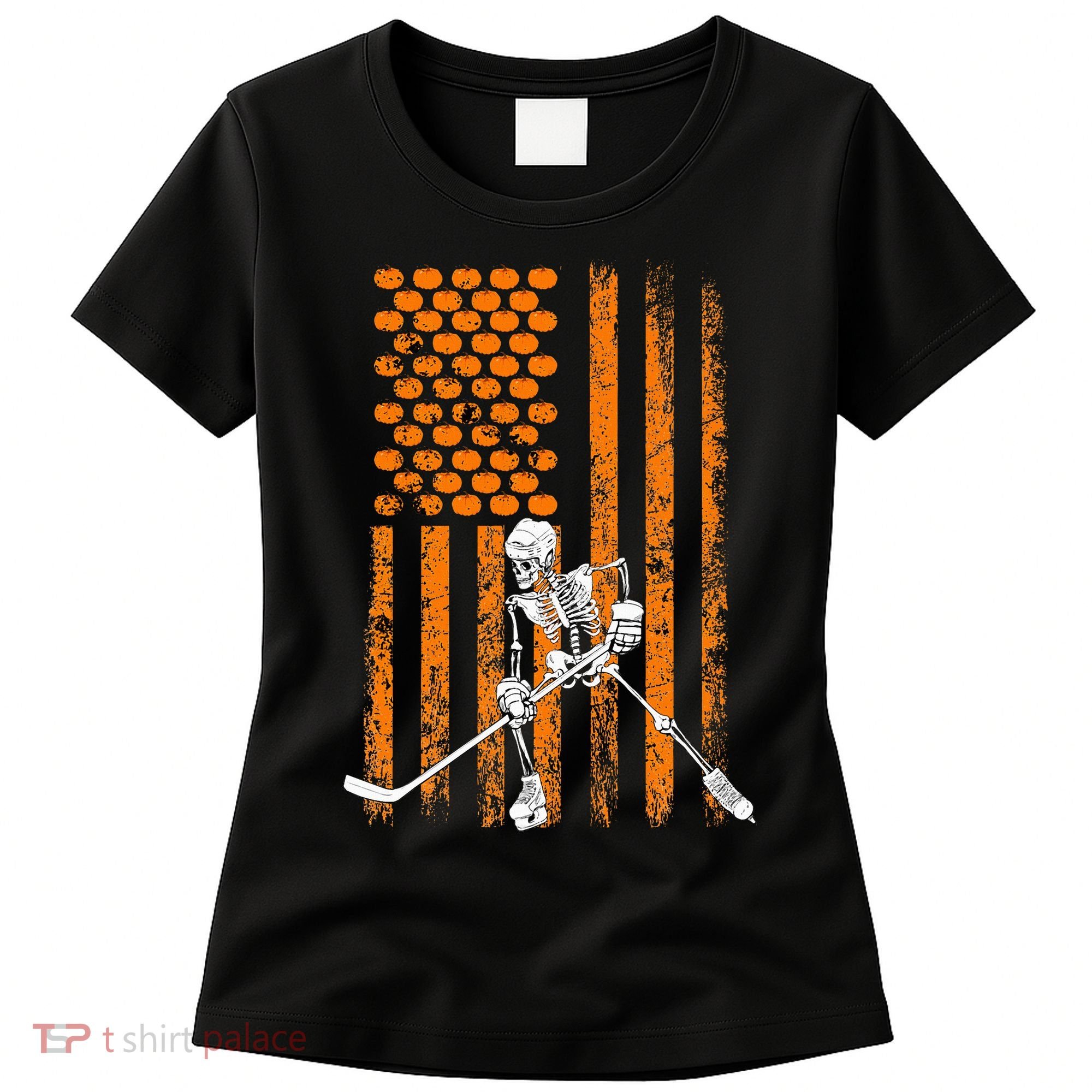 Ice Hockey Player Fan Gift Skeleton Halloween Women's T-Shirt