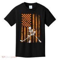 Ice Hockey Player Fan Gift Skeleton Halloween Kids T-Shirt thumb 0
