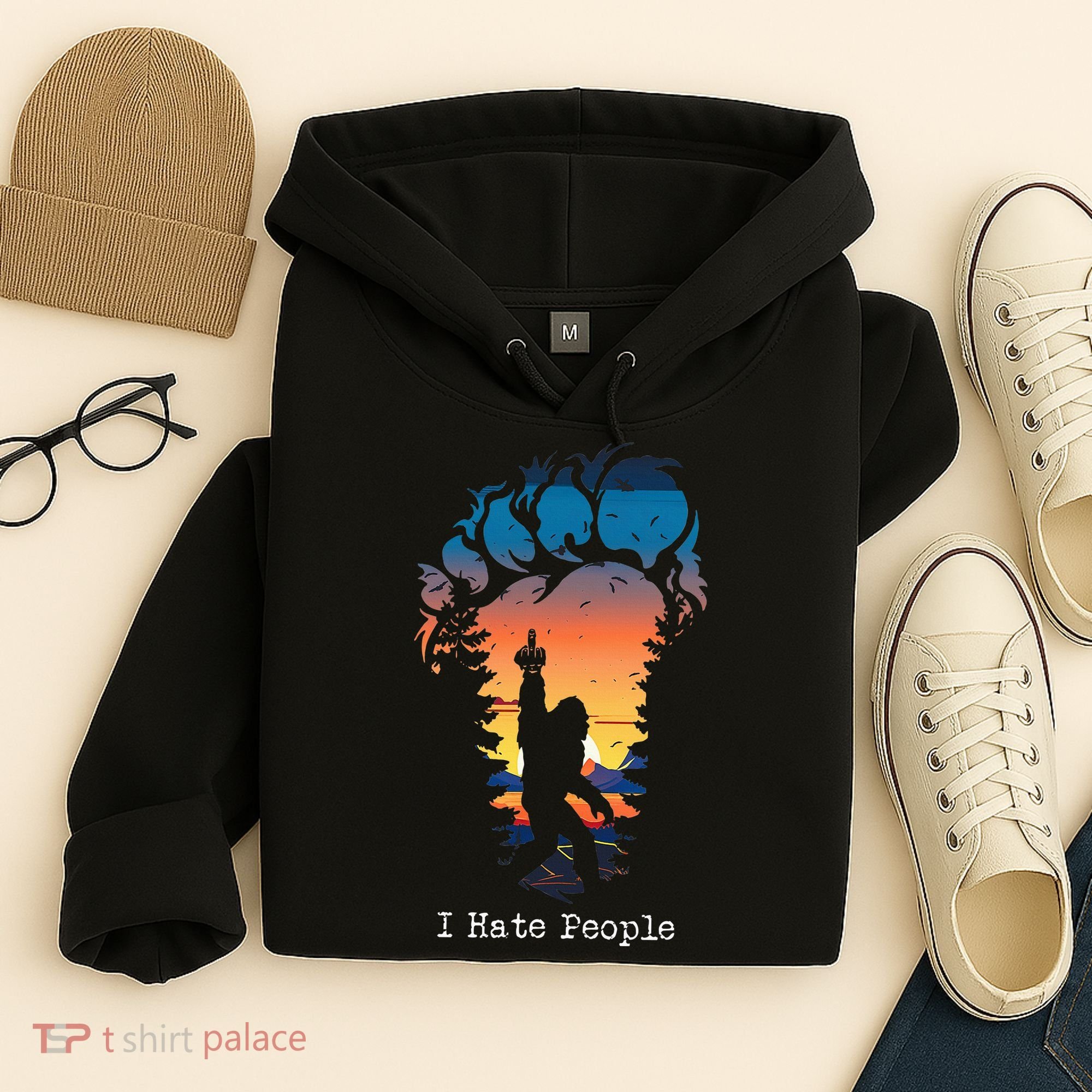I Hate People Bigfoot Footprint Hoodie