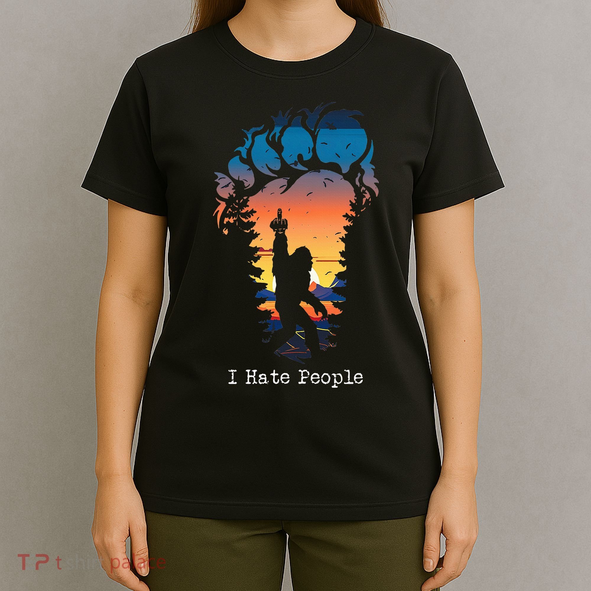I Hate People Bigfoot Footprint T-Shirt