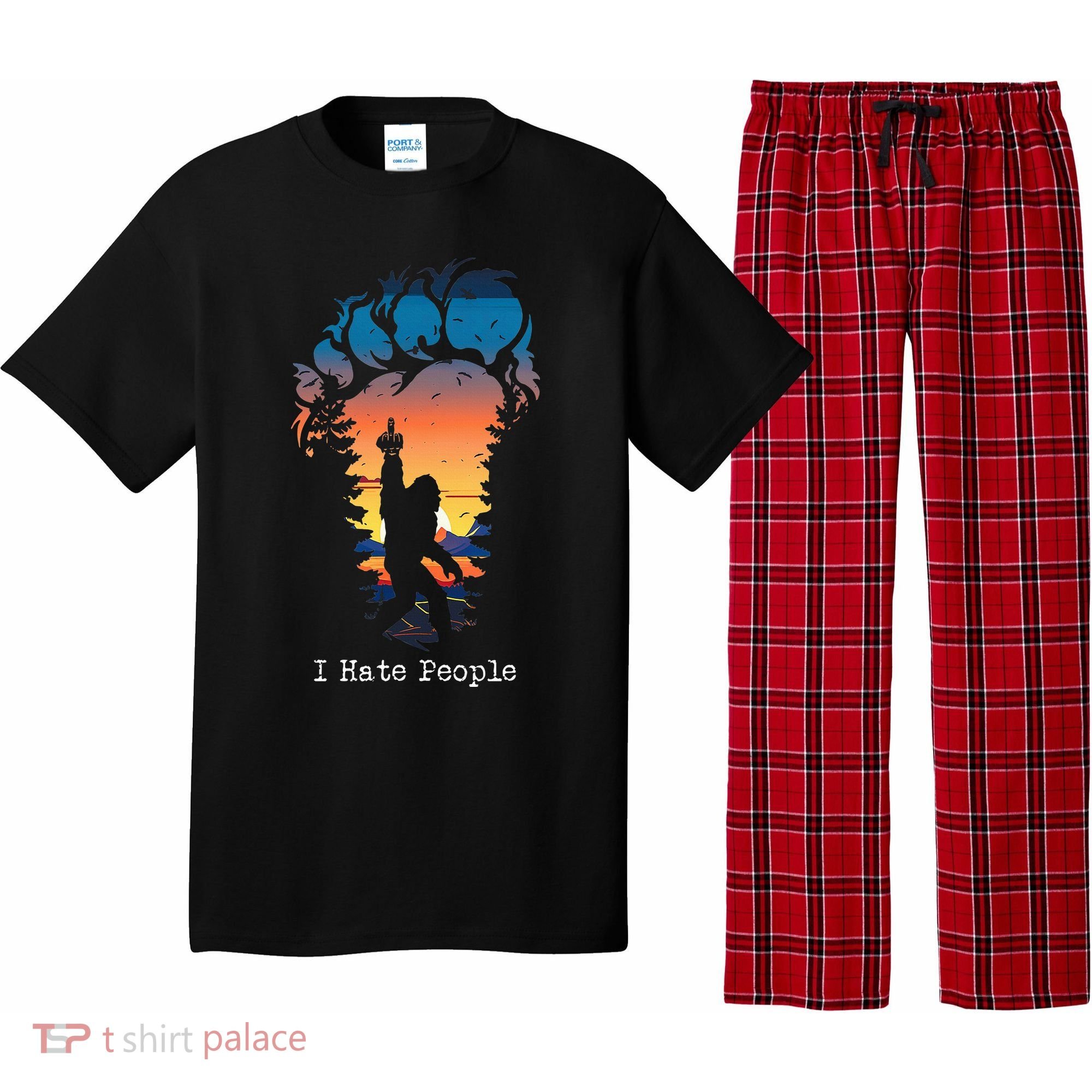 I Hate People Bigfoot Footprint Pajama Set