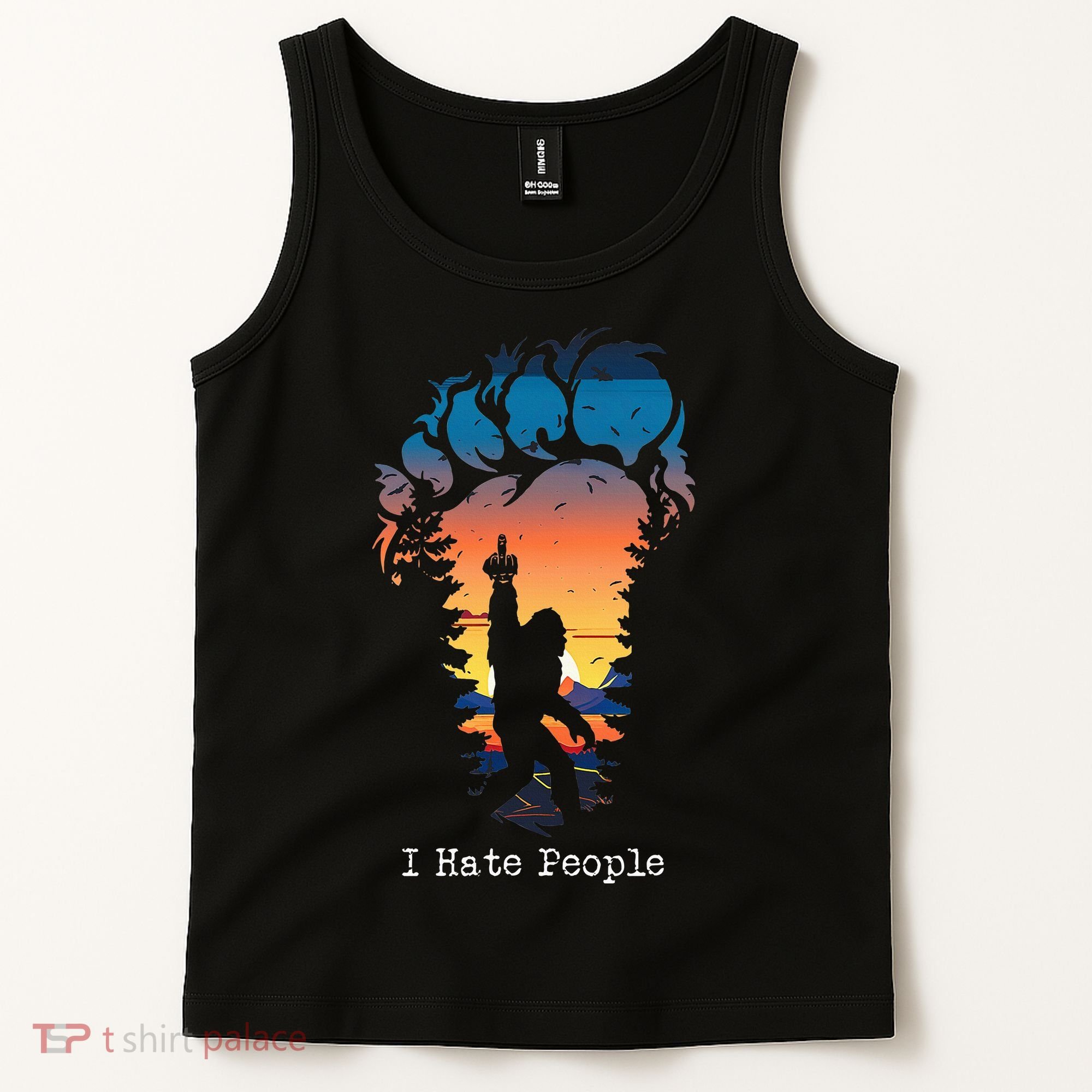 I Hate People Bigfoot Footprint Tank Top