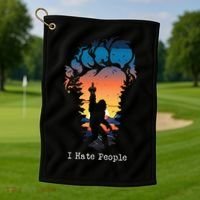 I Hate People Bigfoot Footprint Golf Towel thumb 1