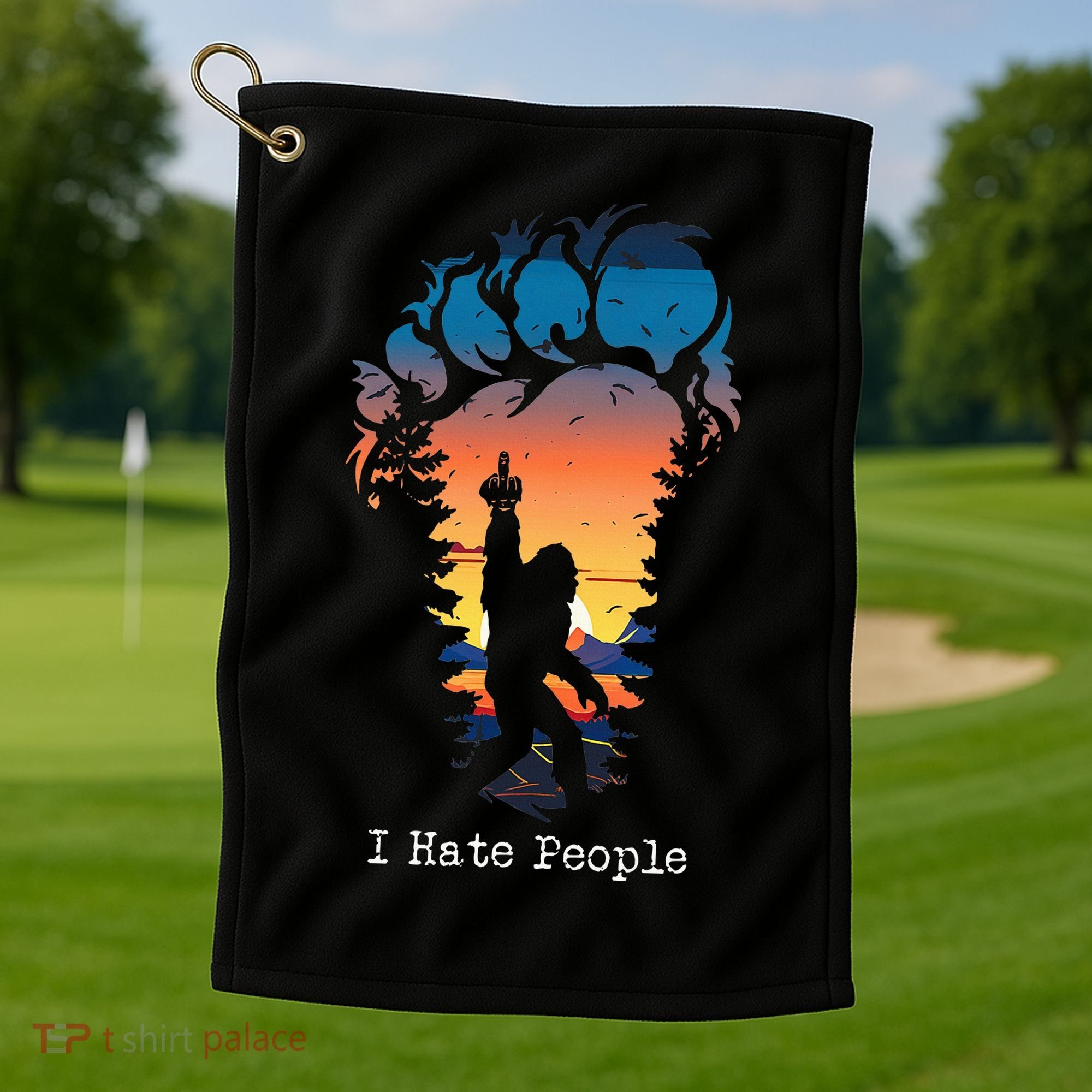 I Hate People Bigfoot Footprint Golf Towel