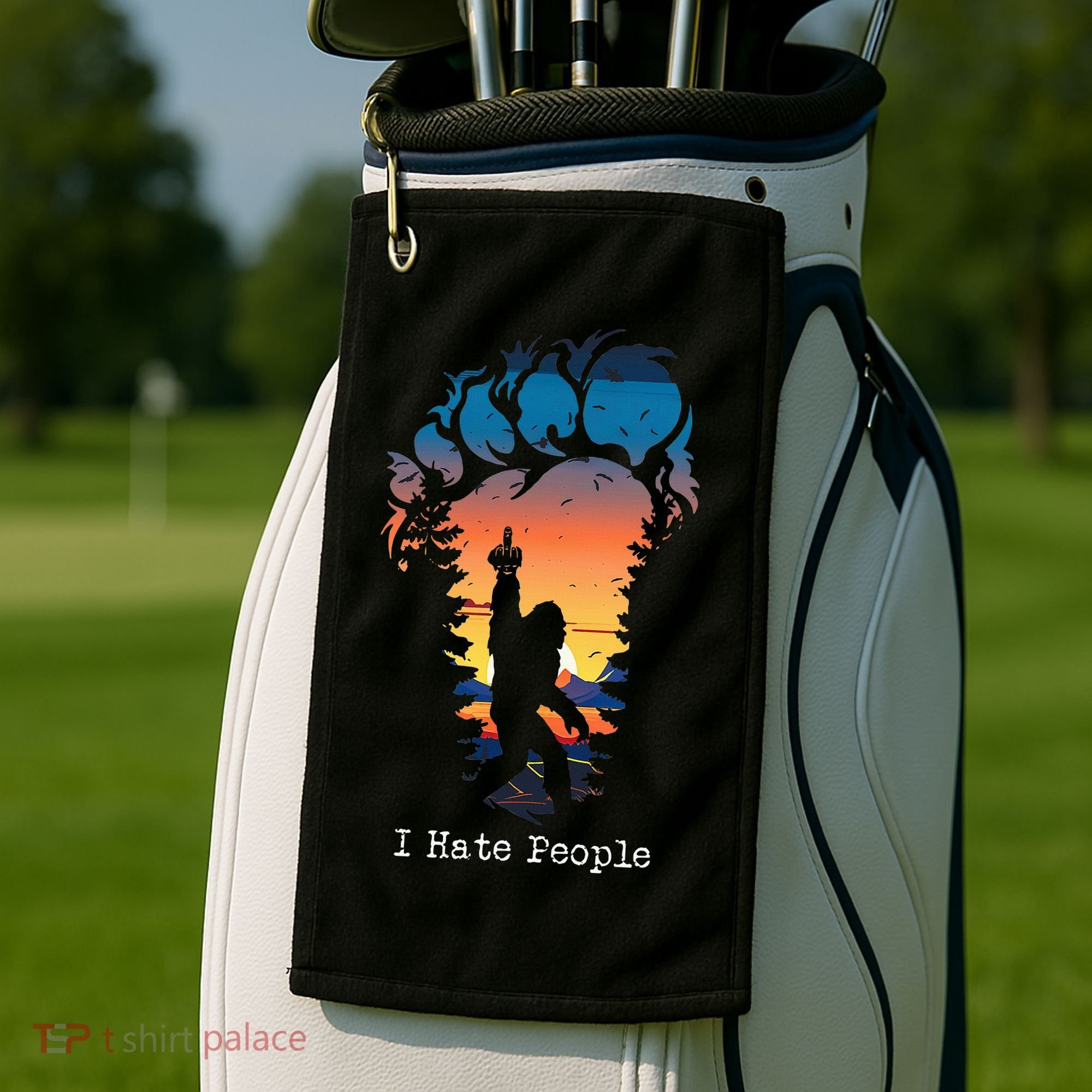 I Hate People Bigfoot Footprint Golf Towel
