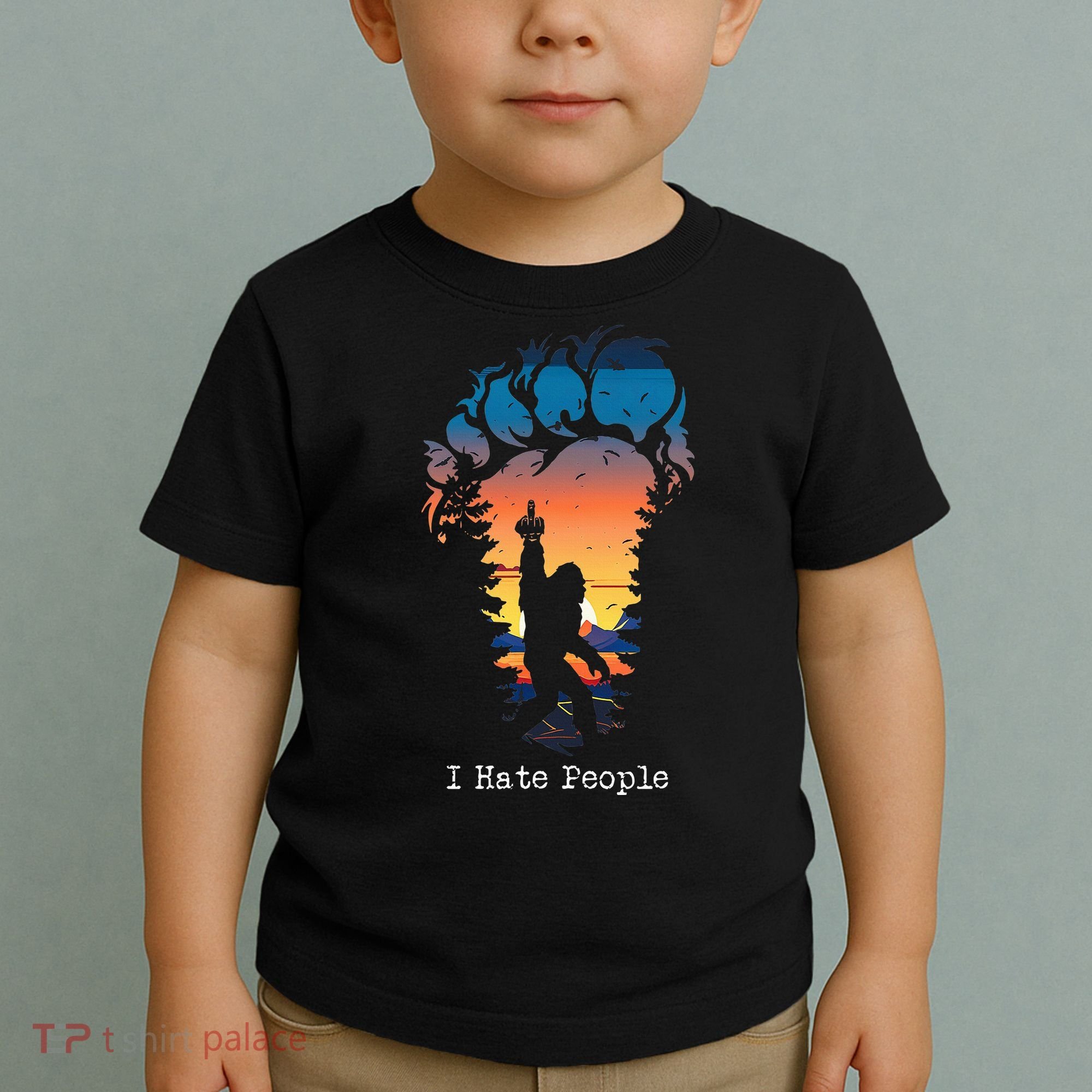 I Hate People Bigfoot Footprint Toddler T-Shirt