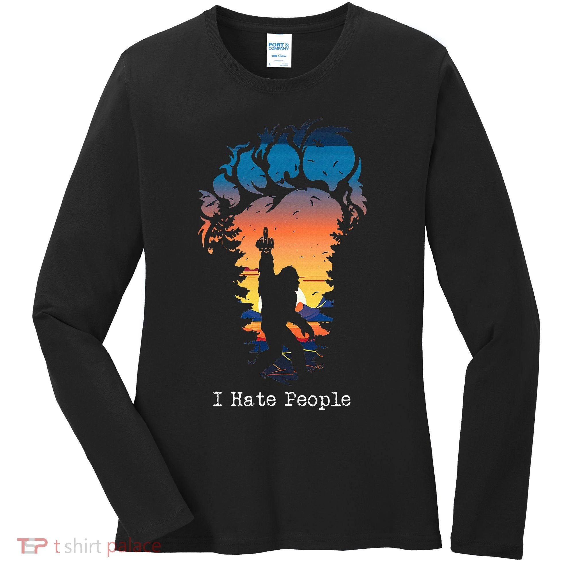 I Hate People Bigfoot Footprint Women's Long Sleeve Shirt