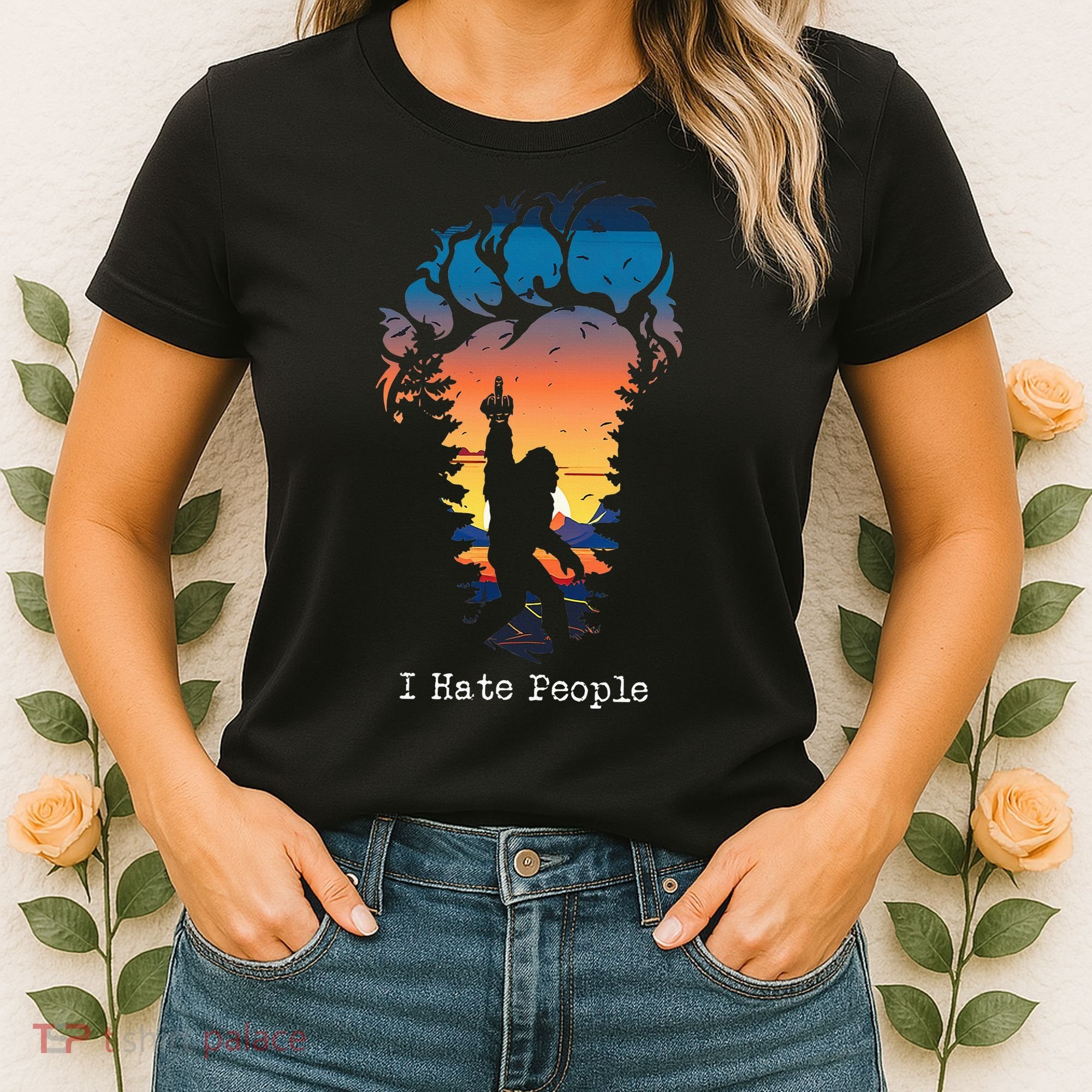 I Hate People Bigfoot Footprint Women's T-Shirt