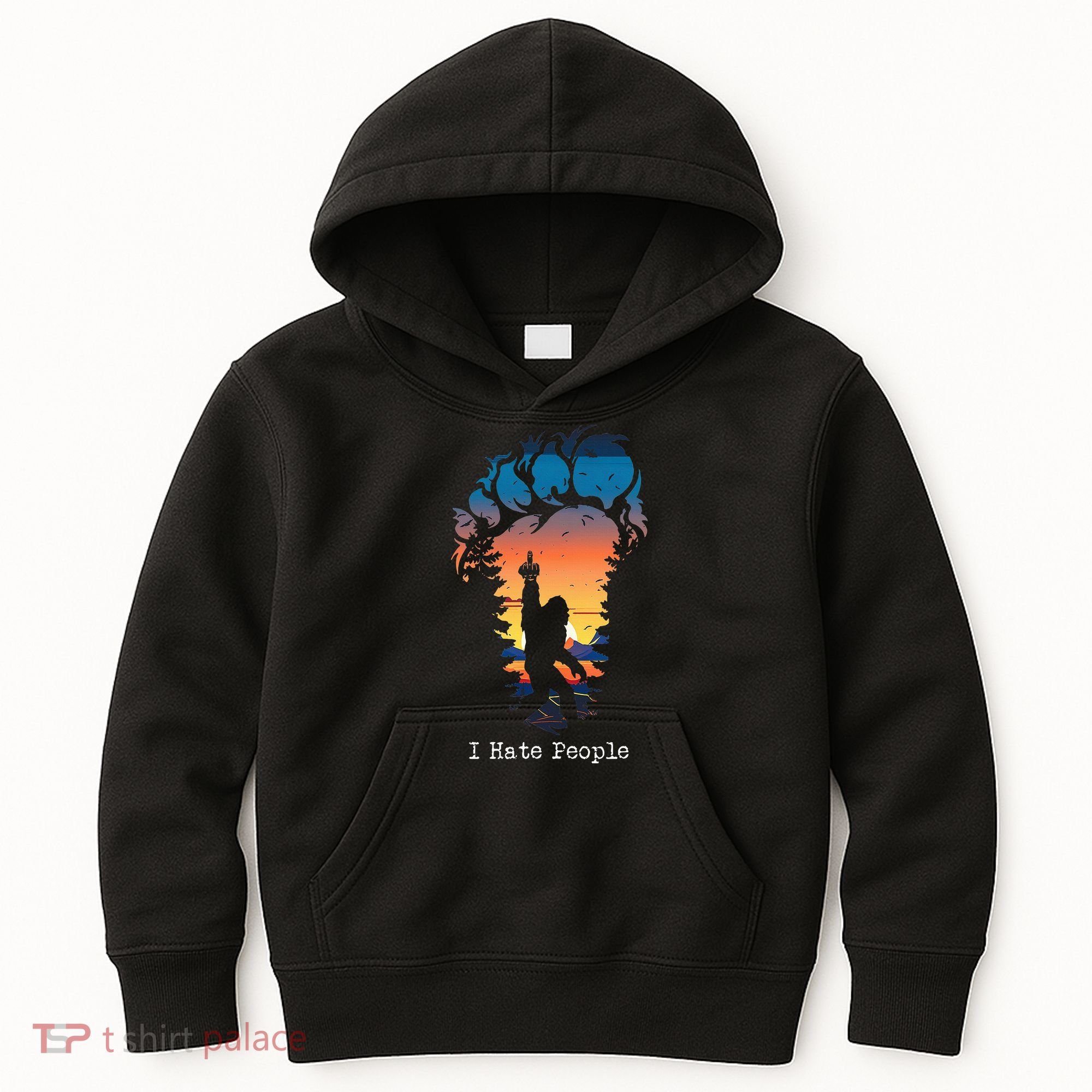 I Hate People Bigfoot Footprint Kids Hoodie