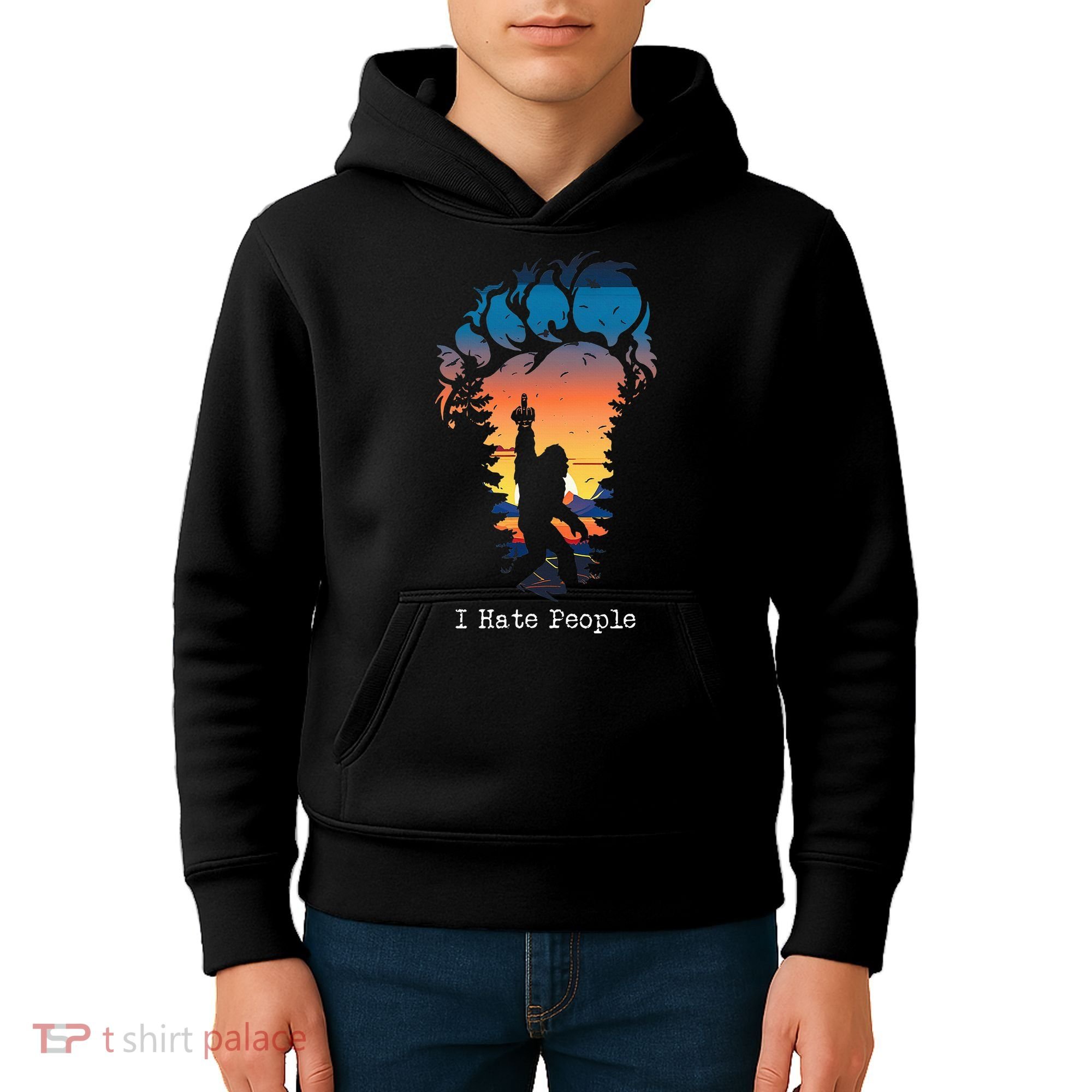 I Hate People Bigfoot Footprint Kids Hoodie