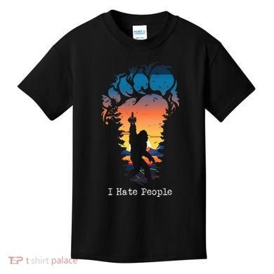 I Hate People Bigfoot Footprint Kids T-Shirt