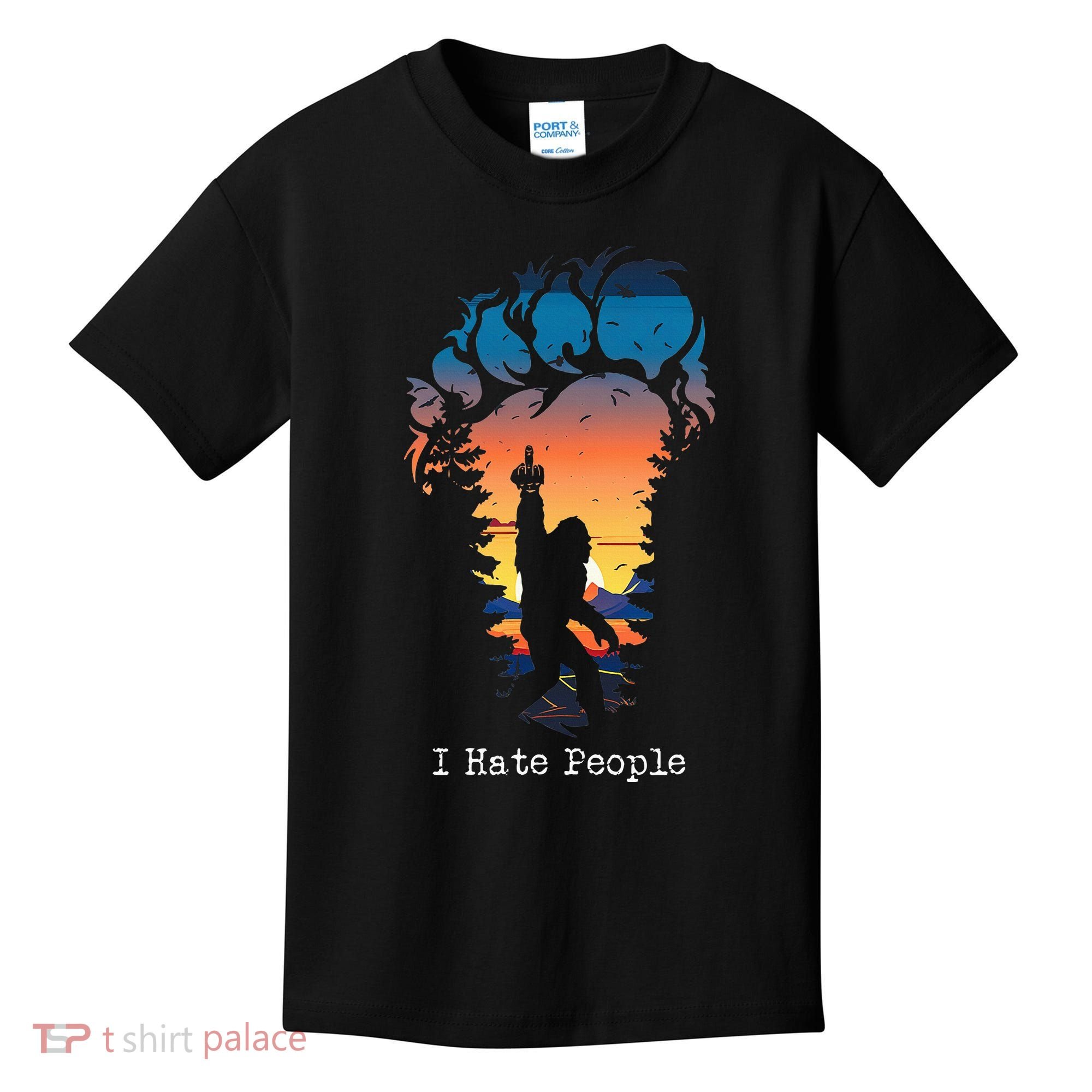 I Hate People Bigfoot Footprint Kids T-Shirt