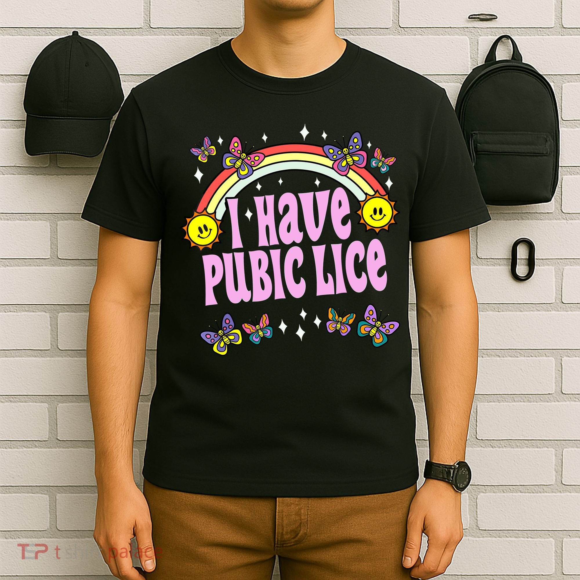 I Have Pubic Lice Funny Retro Offensive Inappropriate Meme T-Shirt