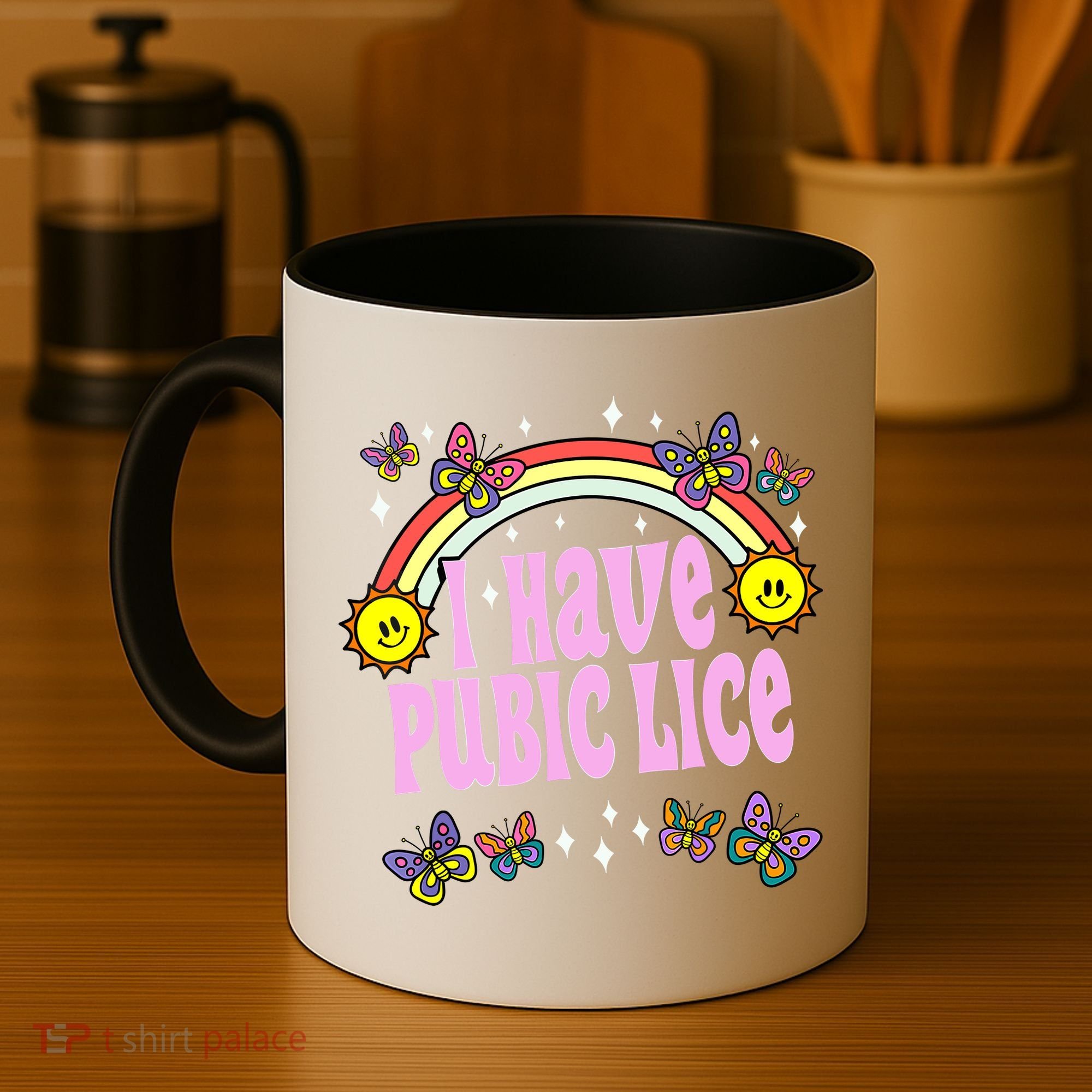 I Have Pubic Lice Funny Retro Offensive Inappropriate Meme Coffee Mug
