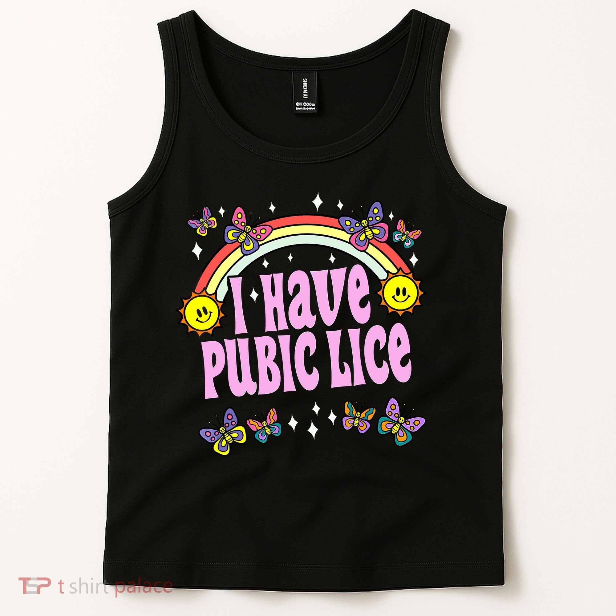 I Have Pubic Lice Funny Retro Offensive Inappropriate Meme Tank Top