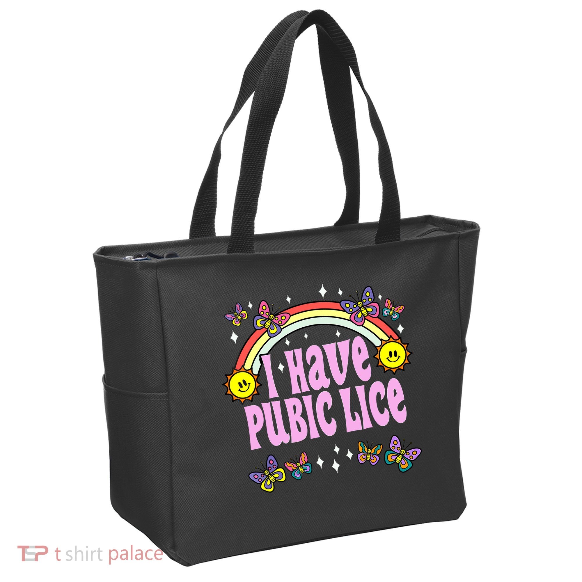 I Have Pubic Lice Funny Retro Offensive Inappropriate Meme Tote Bag