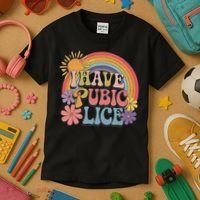 I Have Pubic Lice Funny Retro Offensive Inappropriate Meme Kids T-Shirt thumb 3