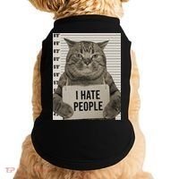 I Hate People Funny Jail Cat Doggie Tank thumb 0