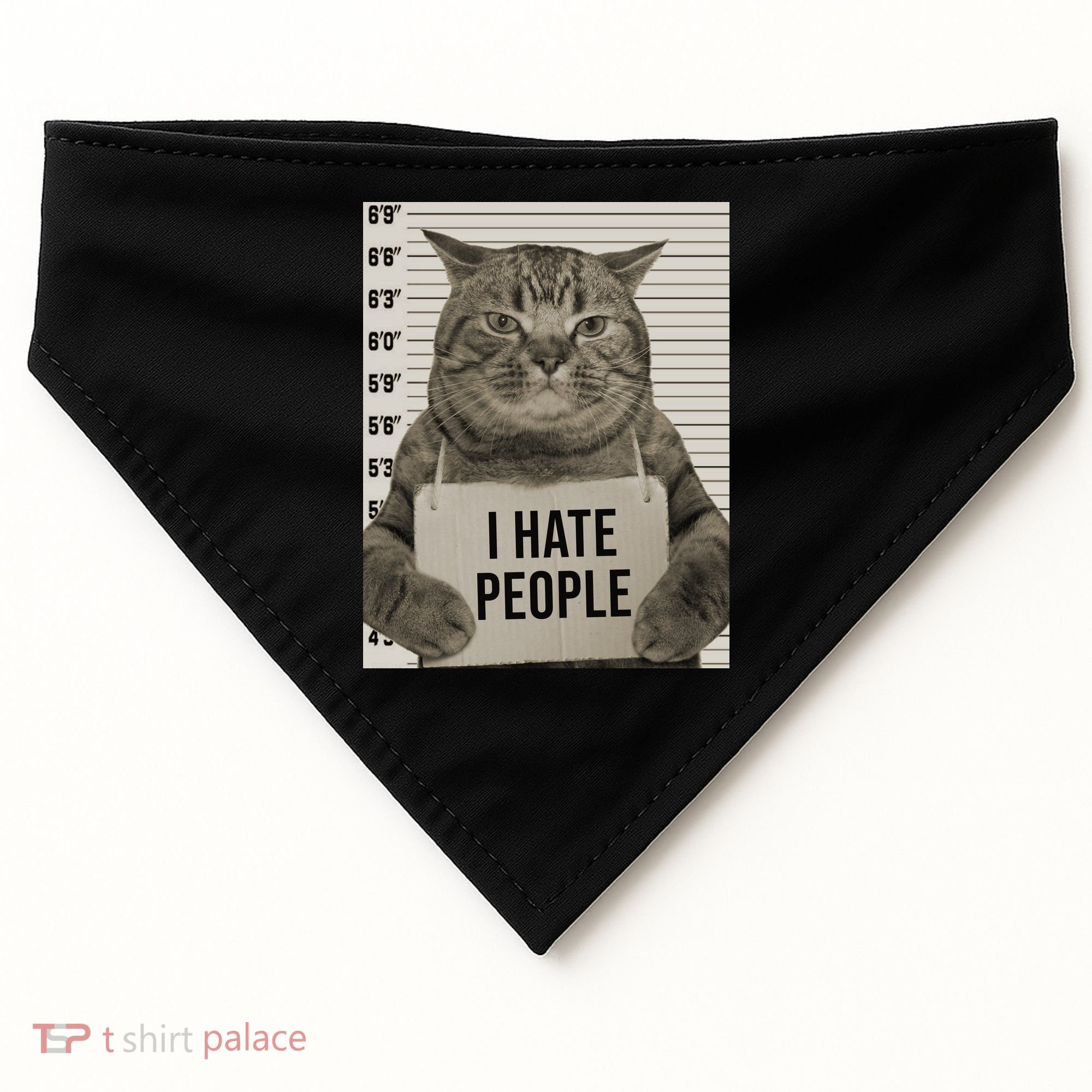 I Hate People Funny Jail Cat USA-Made Doggie Bandana